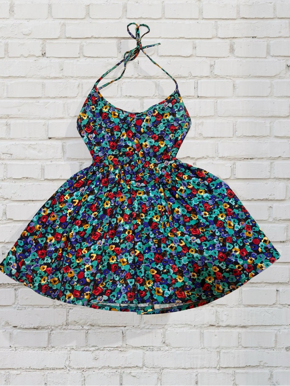 American Apparel Floral Nylon Tricot Figure Made in the USA Skater Mini Dress
